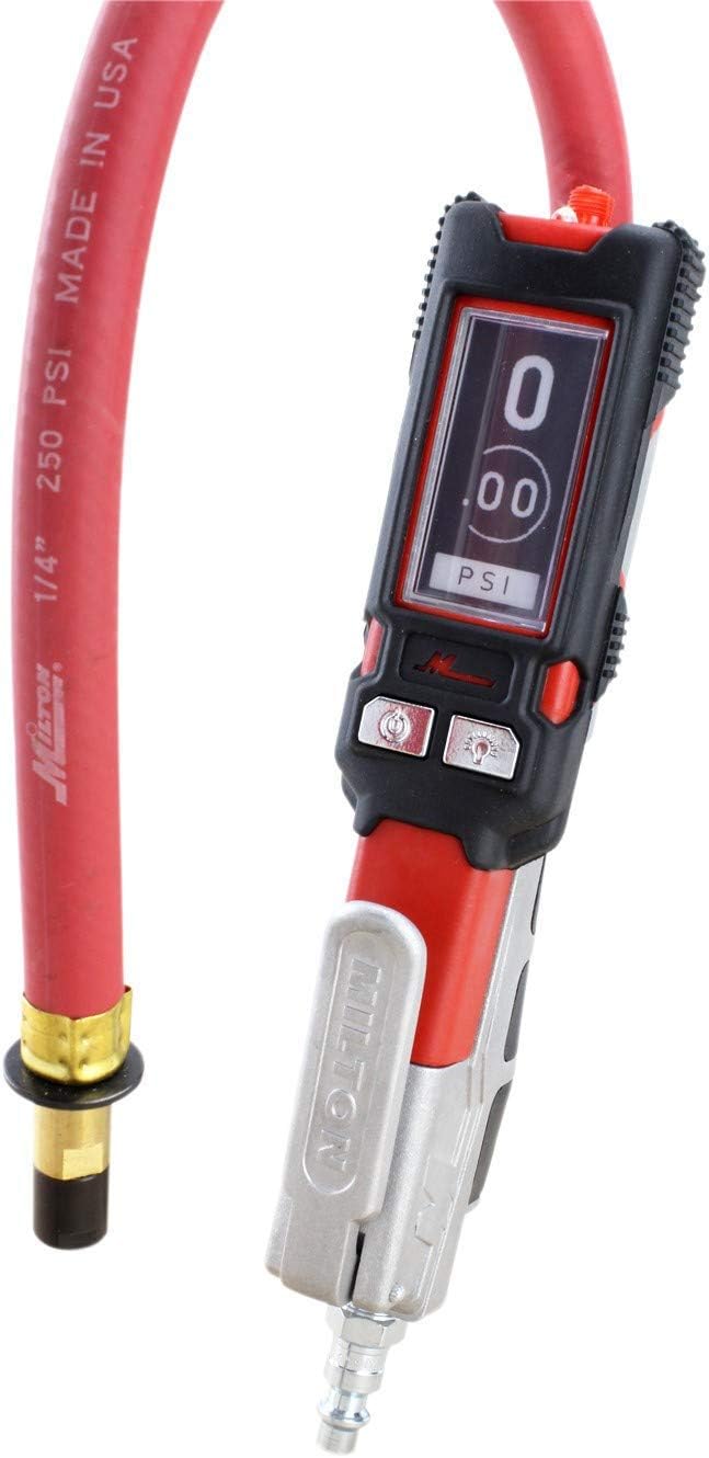 Milton Precision Digital Tire Pressure Gauge S-584e, Straight Foot Air Chuck, Made In USA Most Accurate Inflator Gauge Available