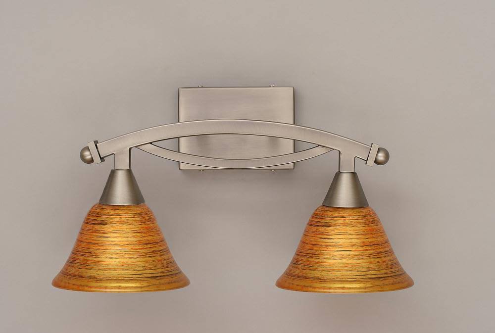 Toltec Lighting-172-BN-454-Bow - Two Light Bath Bar Brushed Nickel Finish with Firr Saturn Glass