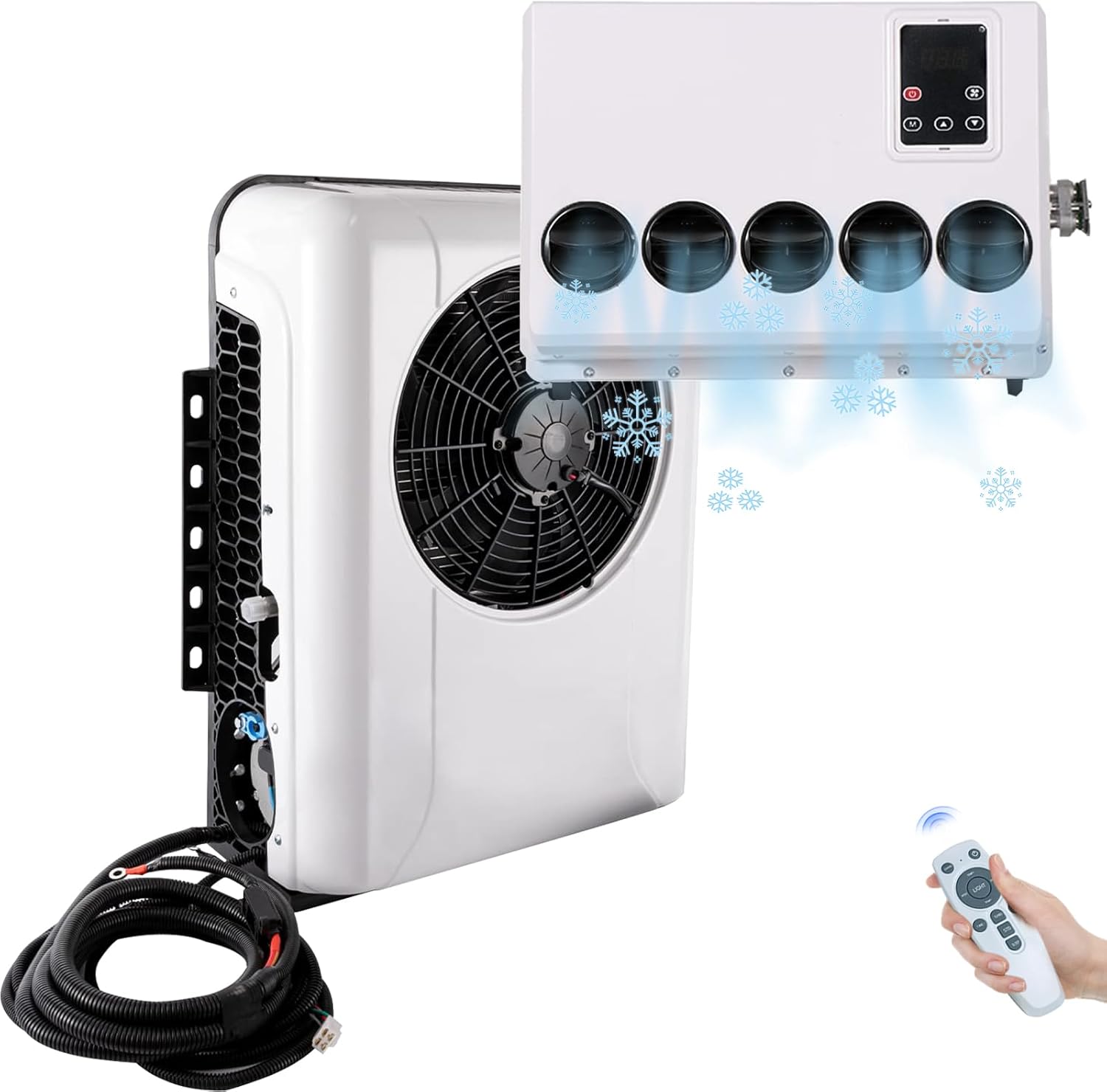Truck Air Conditioner Set For RV Caravan Truck Tractor Universal 12V DC Parking Air Conditioner (White)