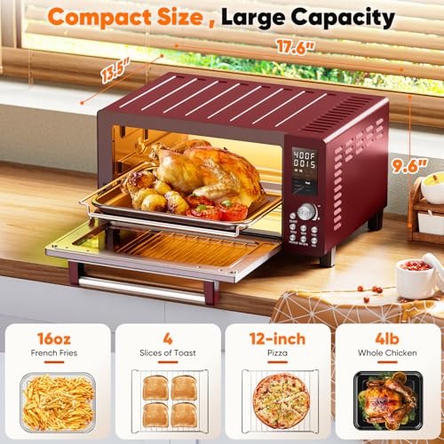 Nuwave Bravo Pro Smart 21QT Toaster Oven Air Fryer Combo, Convection Oven Countertop, 10 functions all in 1, with even & quick crisp technology