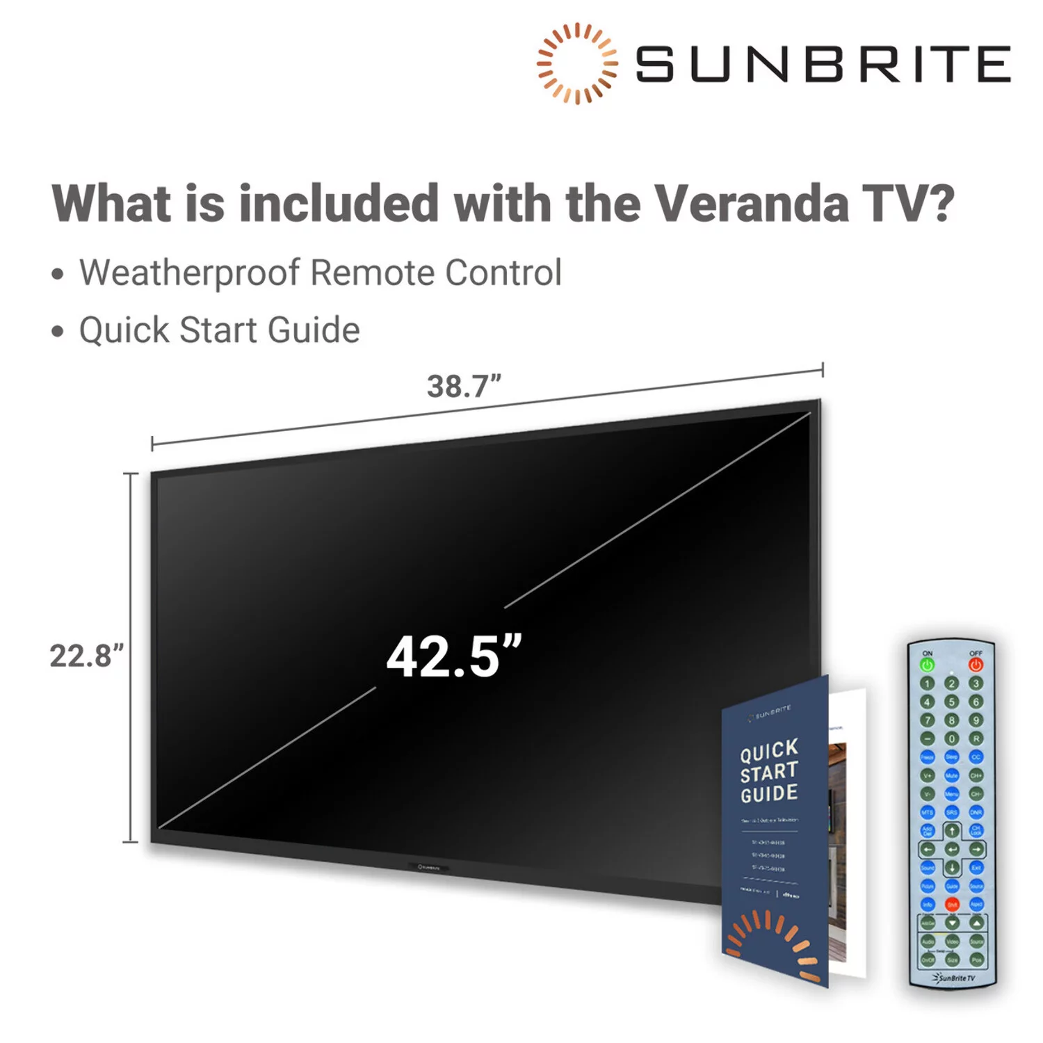 SunBrite Veranda 2 Series 43-inch Full Shade Outdoor TV | 4K Ultra HD HDR LED Weatherproof Television
