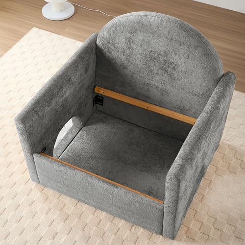 360 Swivel Accent Barrel Chair with Storage Ottoman & Headrest