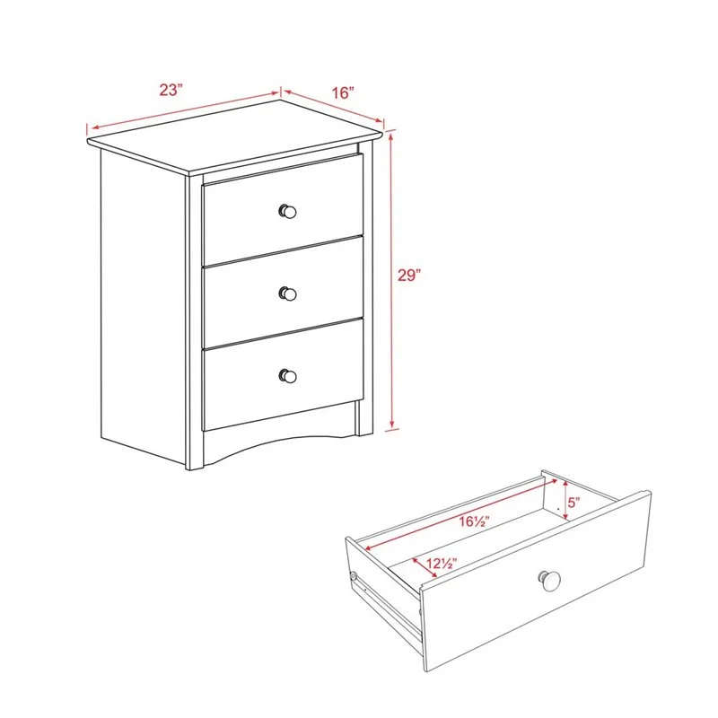 Home Square 5-Piece Set with 2 Night Tables Chest Dresser and Tall Nightstand
