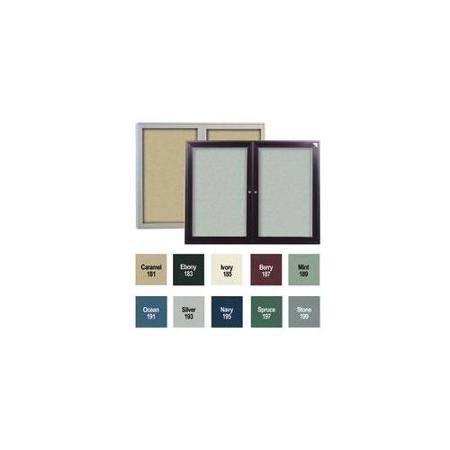 Ghent Pb23648vx-195 36 in. x 48 in. 2-Door Bronze Aluminum Frame Enclosed Vinyl Bulletin Board - Navy