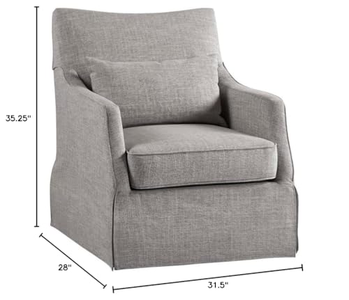 Martha Stewart London Swivel Chair - Solid Wood & Plywood, Skirted Metal Base Accent Armchair