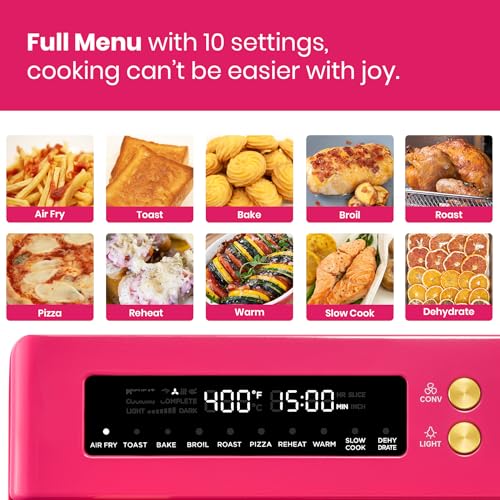 VAL CUCINA Retro Infrared Heating Air Fryer Toaster Oven, Extra Large Countertop Convection Oven 10-in-1 Combo, 6-Slice Toast, 12-inch Pizza