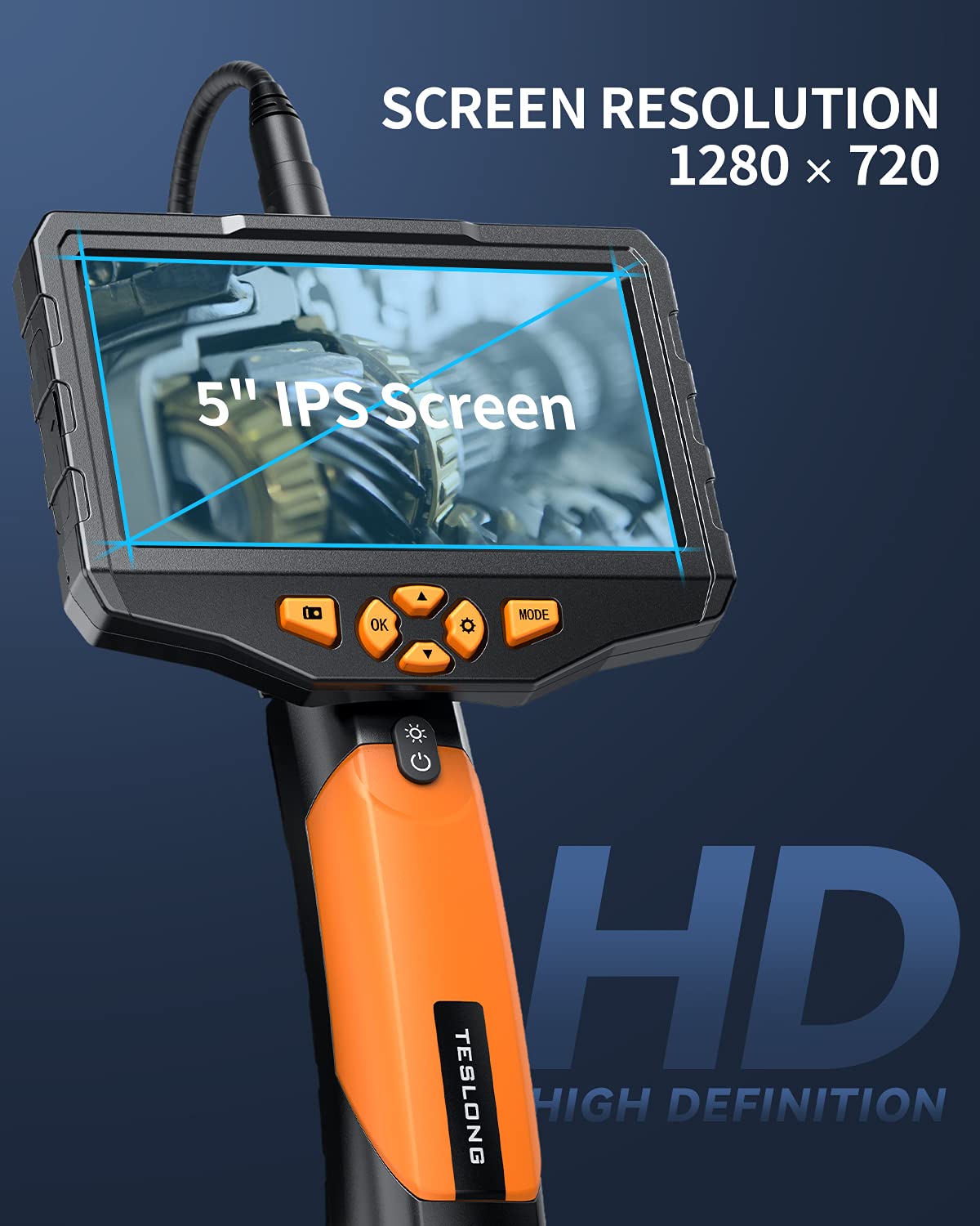 Triple Lens Borescope Inspection Camera, Teslong Professional Endoscope with Light, Digital Video Scope Camera, 16.4ft Waterproof Flexible Cable