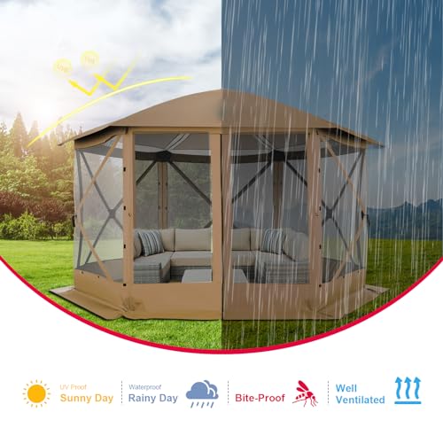 COBIZI 12x12ft Pop up Gazebo Screen Tent Screen House for Camping, Camping Outdoor Screened Gazebo, Canopy Tent