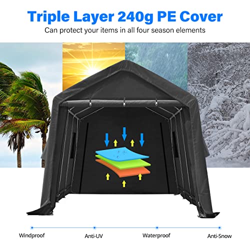 ADVANCE OUTDOOR 10x10 ft Heavy Duty Outdoor Patio Portable Canopy Storage Shelter Shed Carport with 2 Roll up Zipper Doors & Vents for Snowmobile