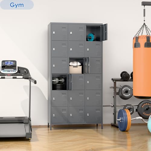 6 Door Metal Storage Locker 18 Hooks,Metal Locker for Employees with Lock for School Garage Office Gym Bedroom,Assembly Required