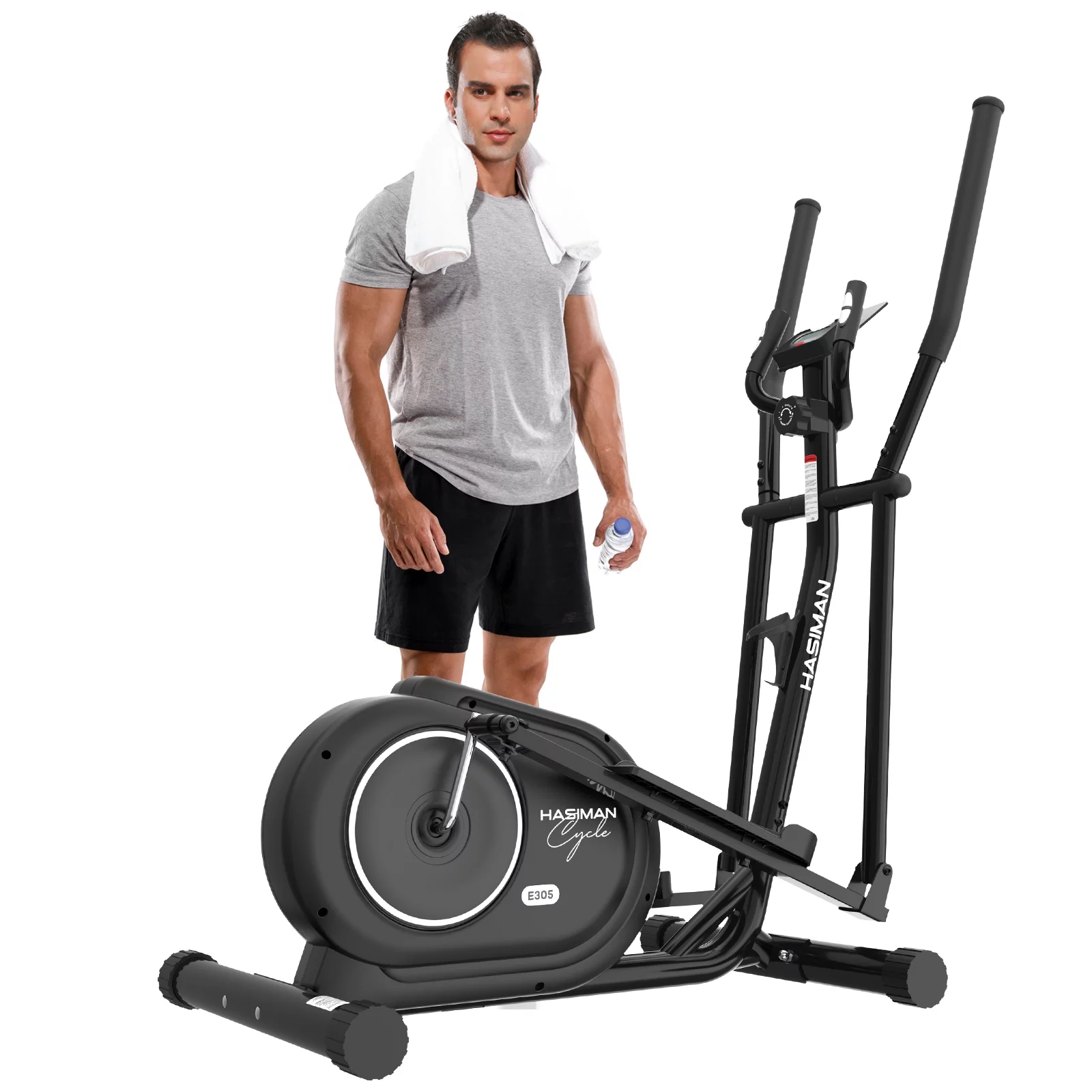 Pooboo Silent Magnetic Elliptical Bike Stationary Exercise Machine for Home Gym Cardio Workout 300lb
