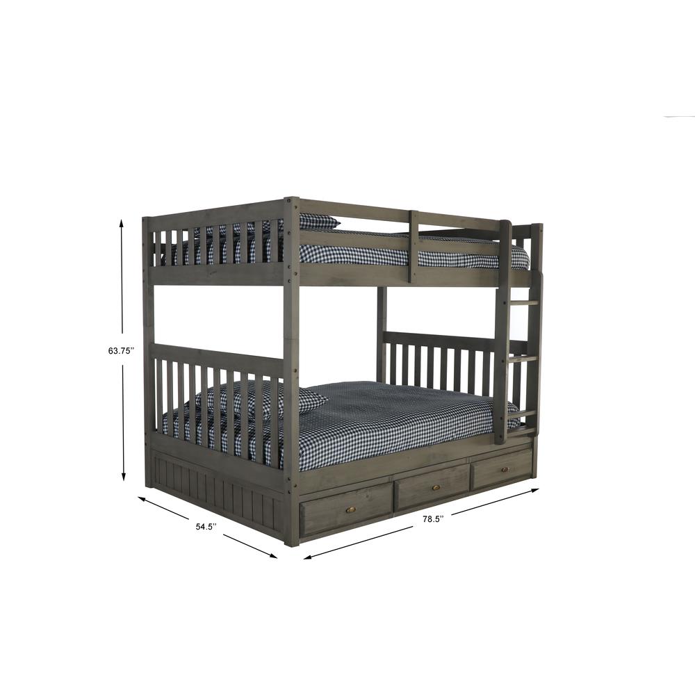 American Furniture Classics 3-drawer Wood Full over Full Bunk Bed in Charcoal