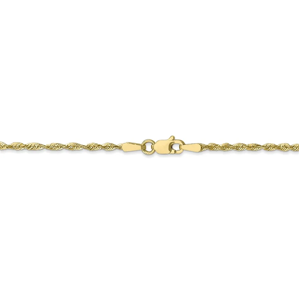 Leslie's Real 10kt Yellow Gold 1.8mm Diamond-Cut Lightweight Rope Chain; 16 inch; for Adults and Teens; for Women and Men