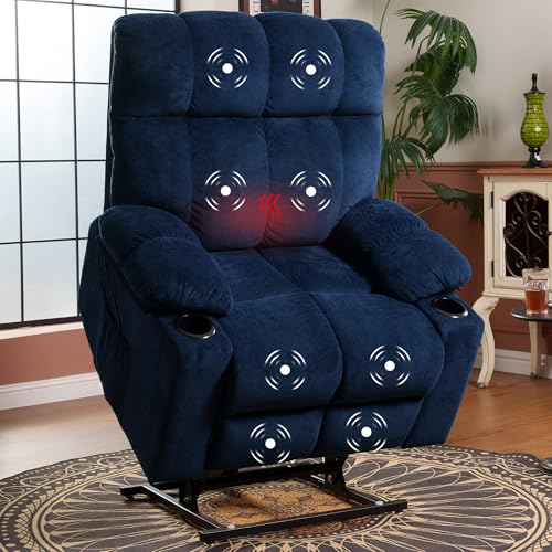 FLEXISPOT XL31 Power Lift Recliner Chair for Elderly, Electric Lift Chair with Massage & Heat, PU Leather Reclining Sofa w/Cup Holders
