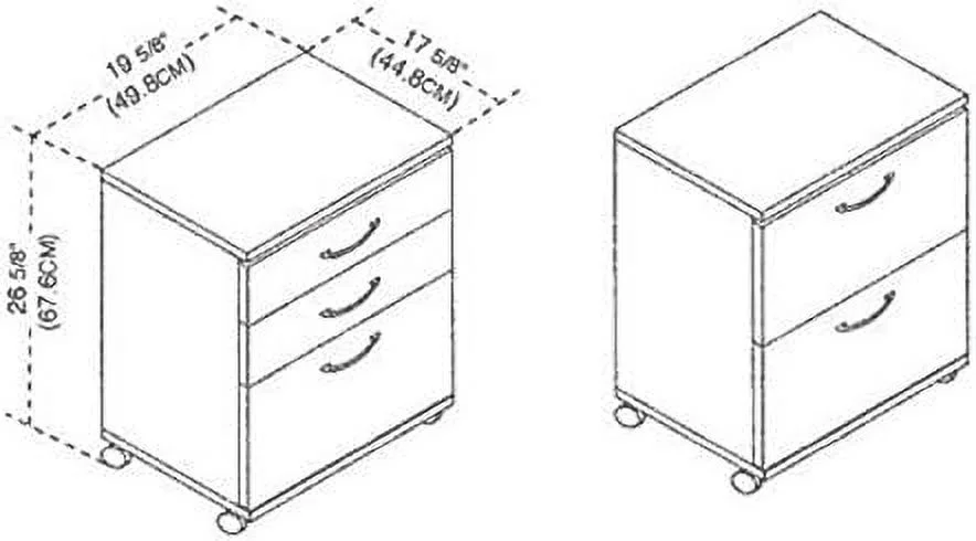 Wood 3 Drawer Lateral Mobile Vertical Filing Cabinet In Natural Maple