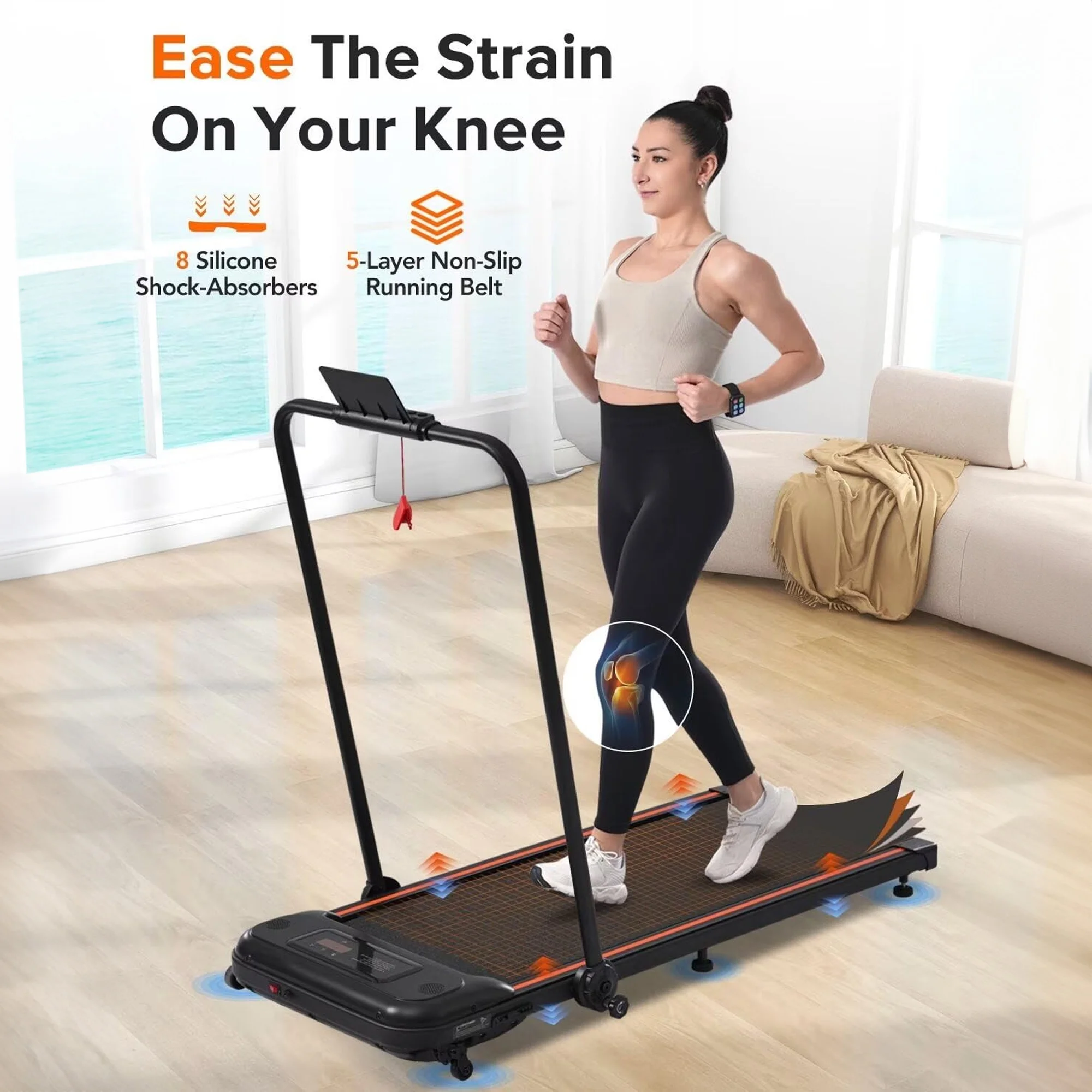 Aukfa 2 in 1 Folding Treadmill, Under Desk Treadmill with Incline Walking Pad, Wristband Control, 7.5mph Max Speed, 265 lb Capacity