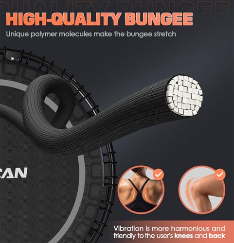 BCAN 450/550 LBS Foldable Mini Trampoline, 40"/48" Fitness Trampoline with Bungees, U Shape Adjustable Foam Handle