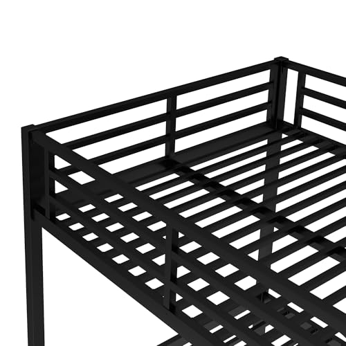 Heavy Duty Bunk Bed Frame with Ladder, Twin XL Over Twin XL Bunk Beds with Safety Guardrails, Adults Bunk Beds with Noise-Reducing Rubber Stoppers