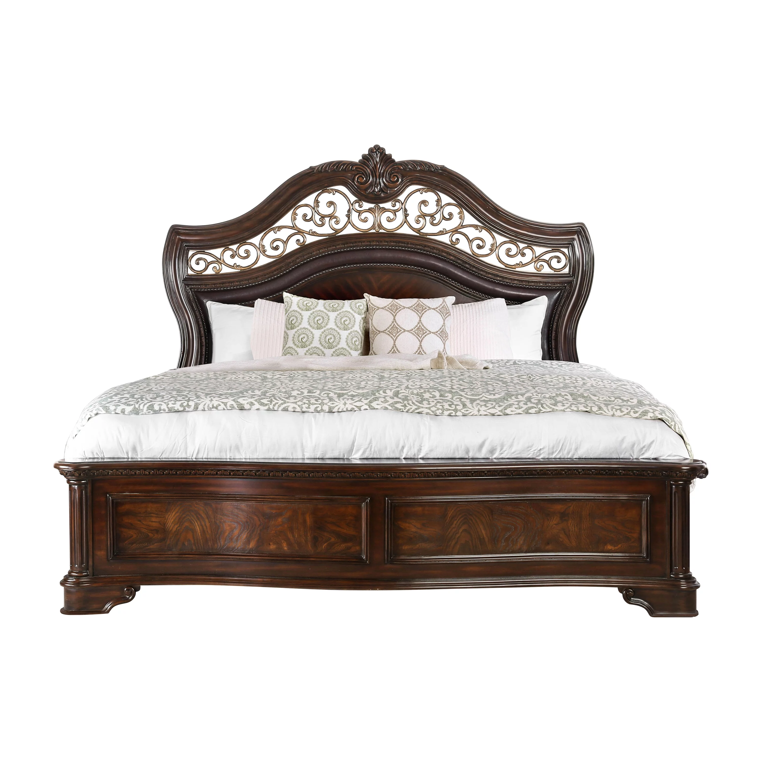 Furniture of America Davidson Wood Panel Bed, Queen, Brown Cherry