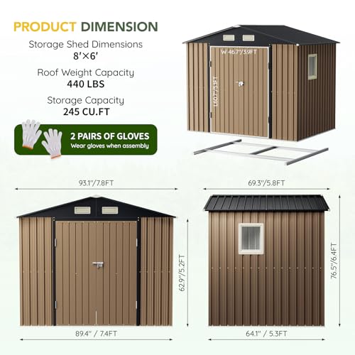 6x4FT Outdoor Steel Storage Shed with Clear Window, Lockable Doors, Weather-Resistant Metal Tool Shed for Garden, Backyard, Patio, and Utility Storage
