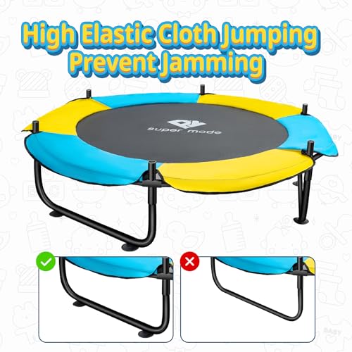 Trampoline for Kids, 5FT Adjustable for Toddler, Indoor/Outdoor Baby Trampoline with Enclosure Net, No-Gap Safe Design, Gifts for Boys & Girls