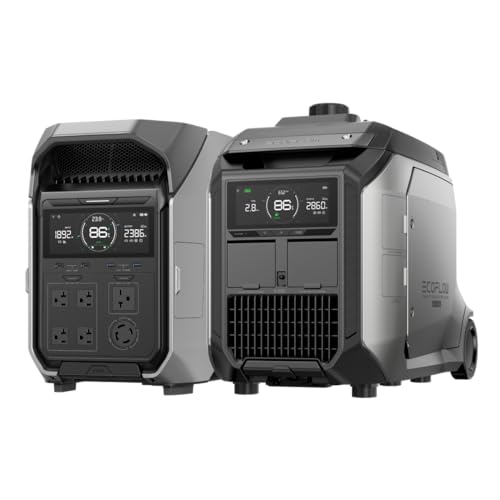 EF ECOFLOW 4000Wh Delta Pro 3 Solar Generator With 3200W Dual Fuel Generator GE305 (NOT CARB-approved), Portable Backup Generator for Whole Home Use