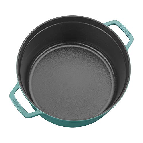 STAUB Cast Iron Dutch Oven 5.5-qt Round Cocotte, Made in France, Serves 5-6, Black Matte