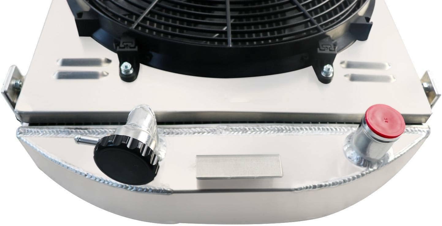 COOLINGBEST 3 Row Aluminum Radiator for 1930-1931 Ford Model A With GM Chevy V8 Engine, Radiators Electric Fan Shroud Thermostat Kit Combo