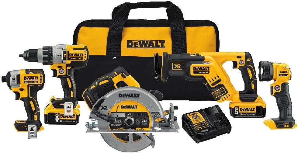 DEWALT 20V MAX* XR Cordless Drill Combo Kit, Brushless, 5-Tool (DCK594P2)