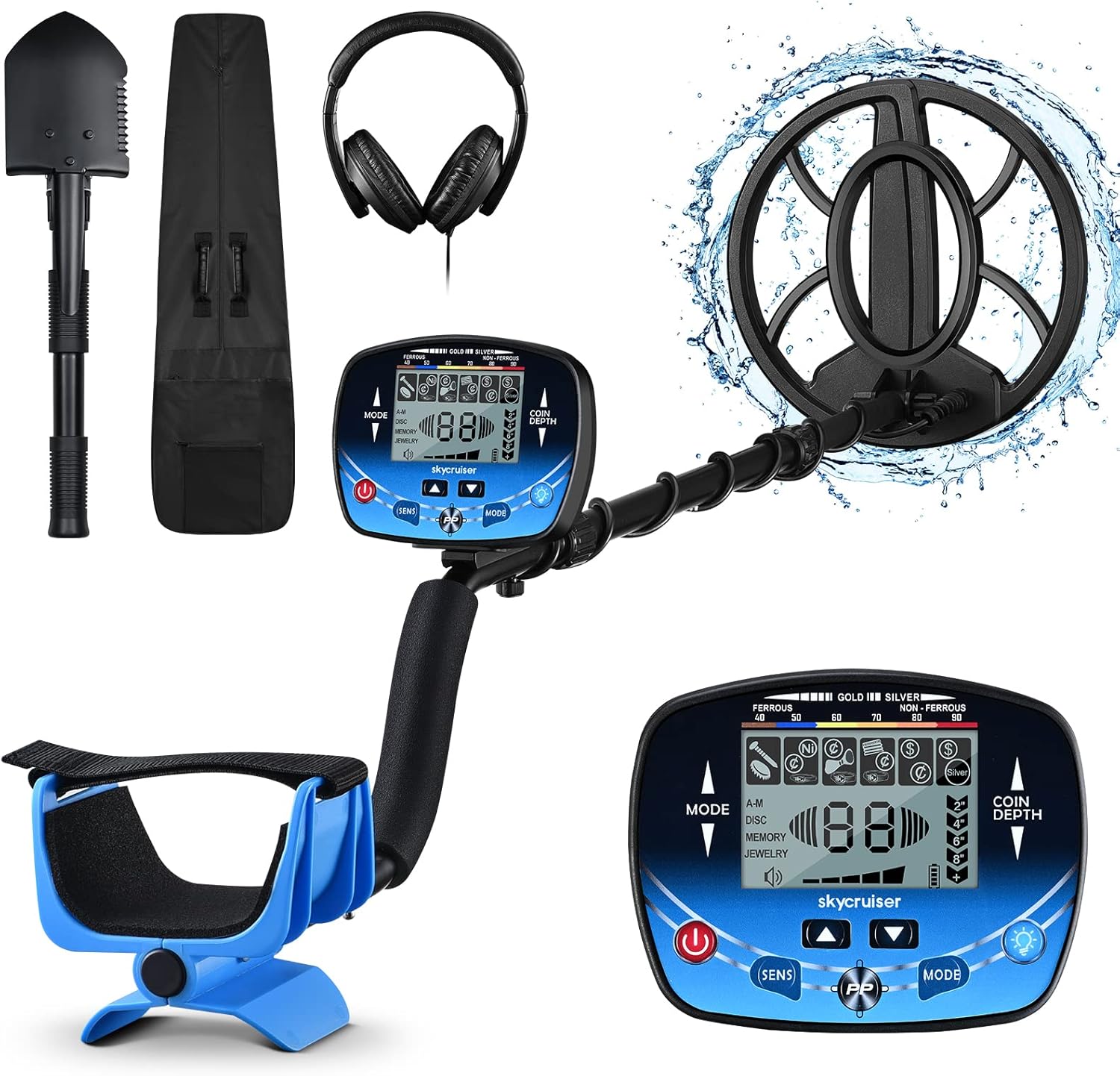 Metal Detector for Adults Waterproof, Professional Adjustable Gold Detector for Treasure Hunting, High Accuracy, Five Detection Modes