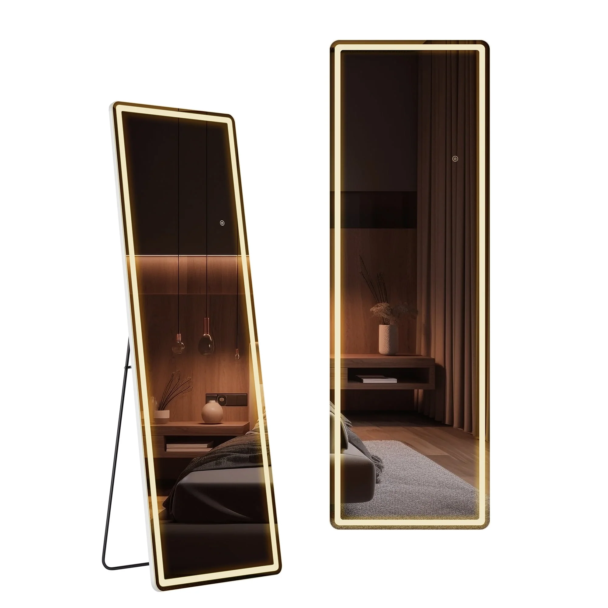 EDX Full Length Mirror 64x21 Full Body Mirror Rectangle Free Standing Wall Mounted Leaning Hanging Floor Mirrors, Black