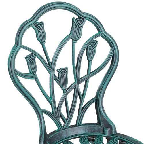 Yaheetech Patio Bistro Sets 3 Piece Cast Aluminum Bistro Table and Chairs Set