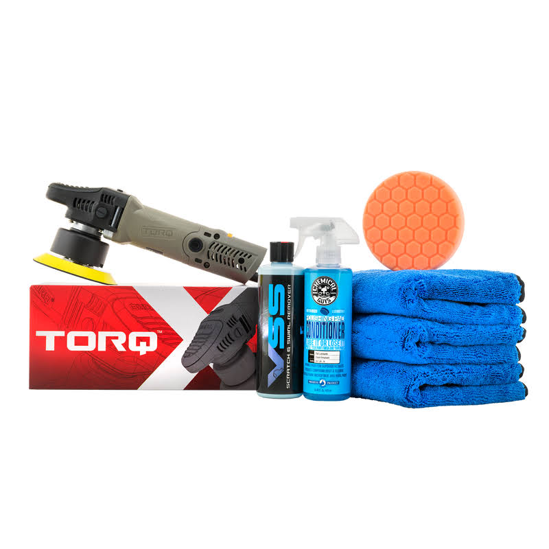 Chemical Guys BUF612 TORQX Random Orbital Polisher One-Step Scratch and Swirl Remover Kit, 7 Items
