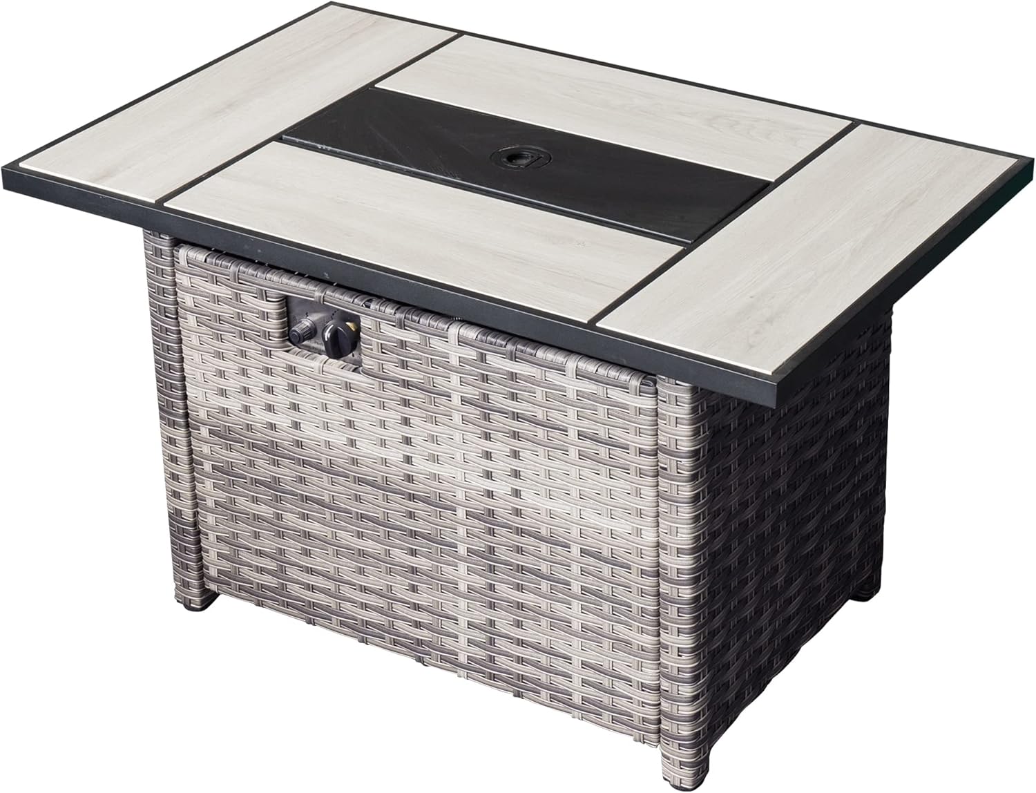 ovios Fire Pit Table 42 inch Outdoor Rectangle Gas Fire Table with Lid, 50,000 BTU