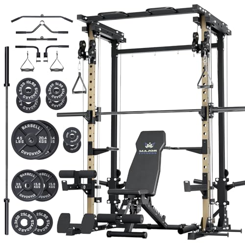Major Fitness Drone3 Smith△ Machine – All-in-One Home Gym Squat Rack with Weight Bar