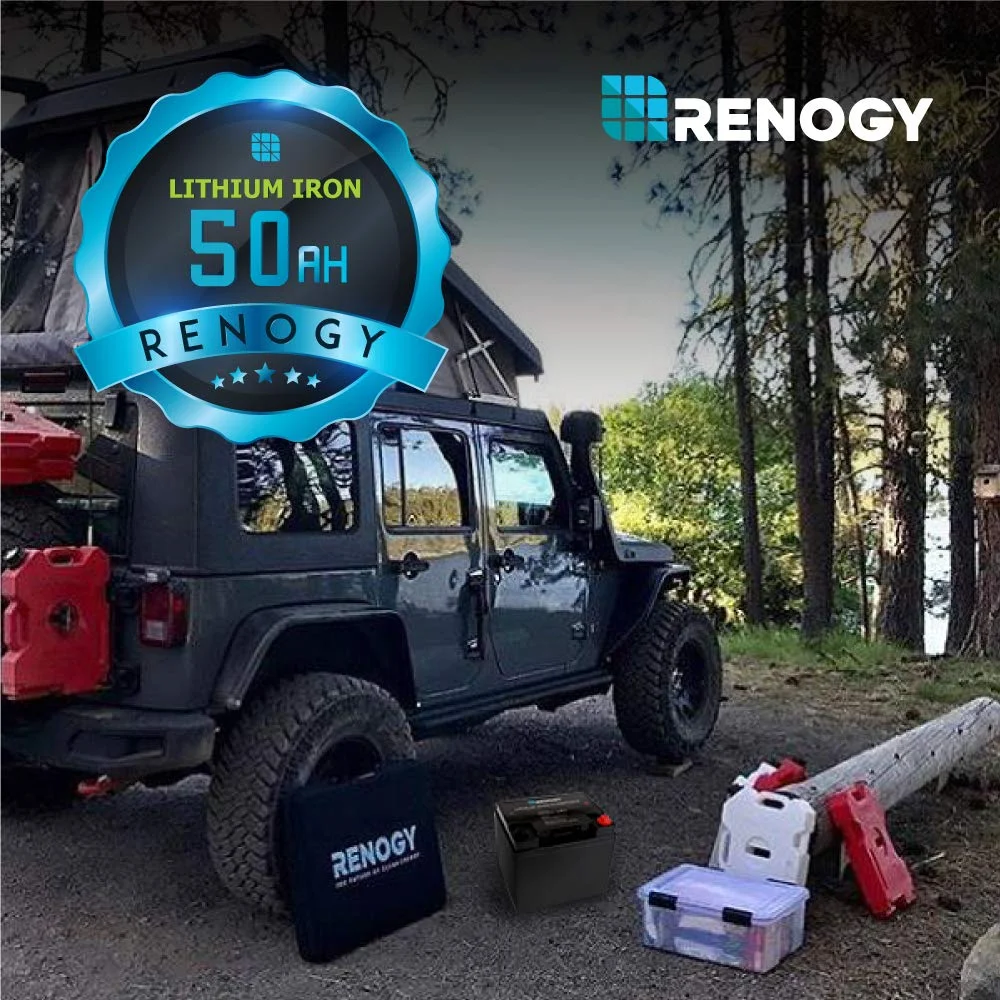 Renogy 12V 50Ah LiFePO4 Lithium Battery, Lithium-Iron Phosphate Solar Battery, 2000 Life Cycles, Built-In BMS, Perfect for RV, Solar, Marine