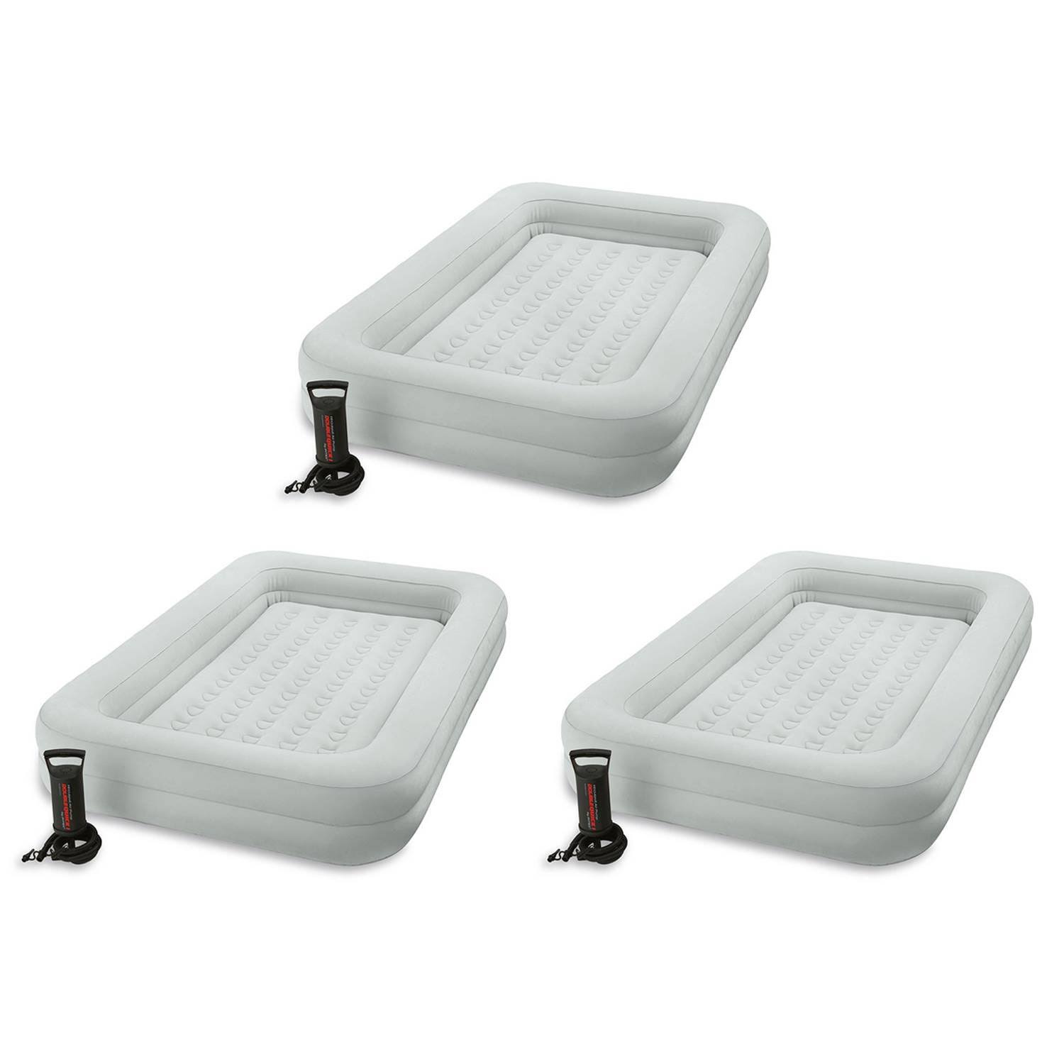 Intex Kidz Raised Frame Camping Travel Air Mattress Bed w/ Hand Pump (3 Pack)