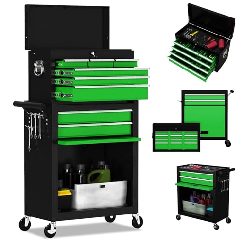 8-Drawer High Capacity Rolling Tool Chest, Removable Cabinet Storage Tool Box with Wheels and Drawers