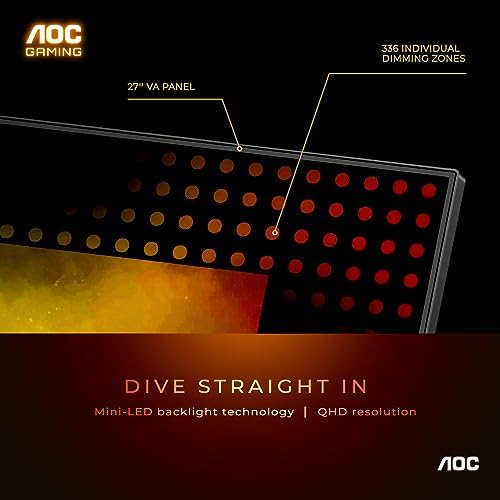 AOC C27G2Z 27" Curved Frameless Ultra-Fast Gaming Monitor, FHD 1080p, 0.5ms 240Hz, FreeSync, 2x HDMI 2.0, 1x Display Port, Height Adjustable