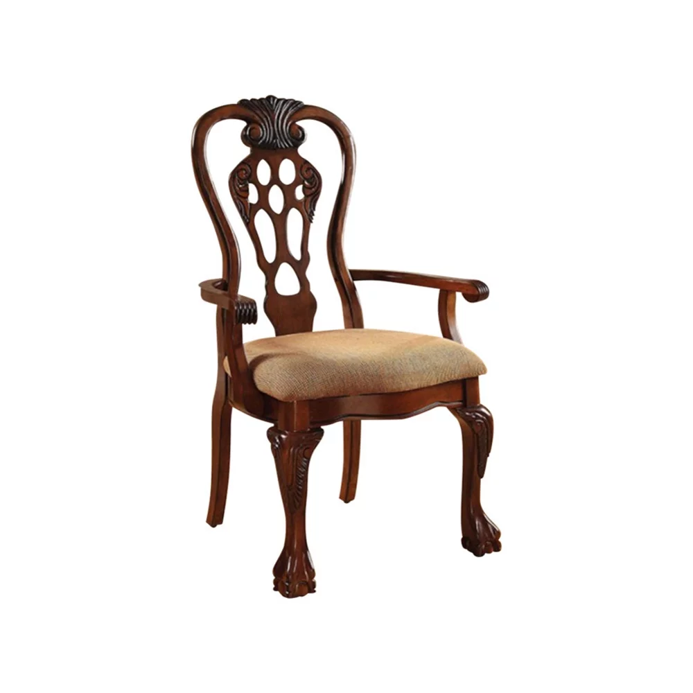 George Town Traditional George Town Arm Chair, Set of 2, Cherry Finish- Saltoro Sherpi