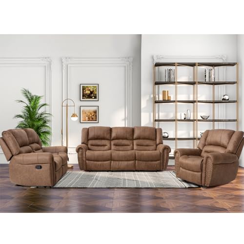 CANMOV Manual Recliner Sofa Set,2 Pieces Sofa Furniture Set for Living Room
