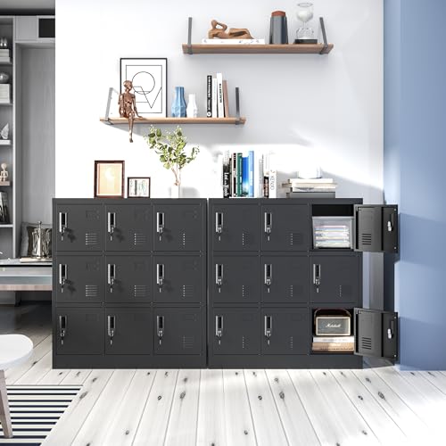 6 Doors Metal Lockers for Employees, Steel Storage Locker with Lock and Card Slot, Employee Lockers for Home, Office, School, Gym