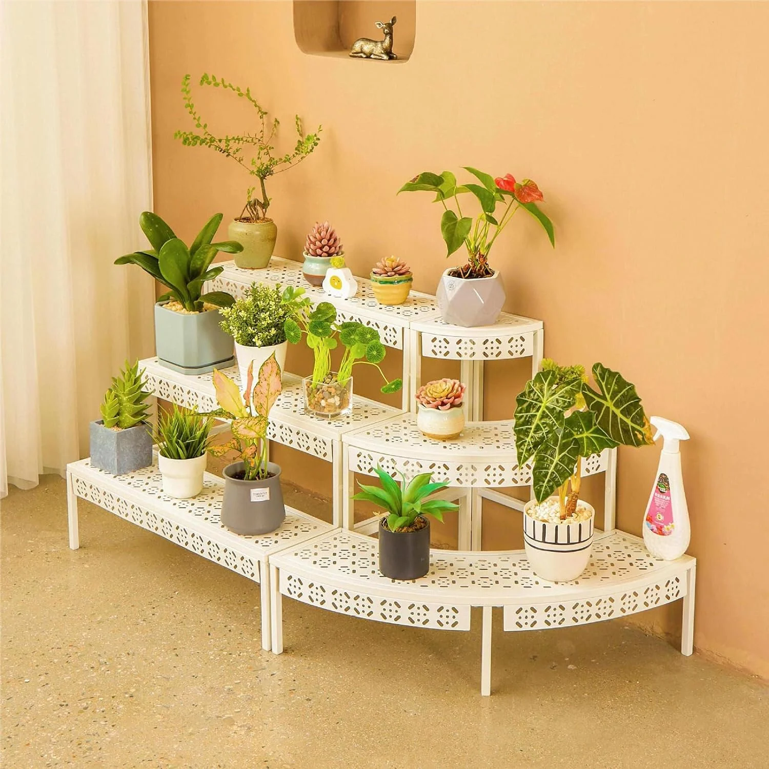 Metal Plant Stand 2 Tier Potted Multiple Flower Pot Holder Plant Shelf Indoor Plants Multiple
