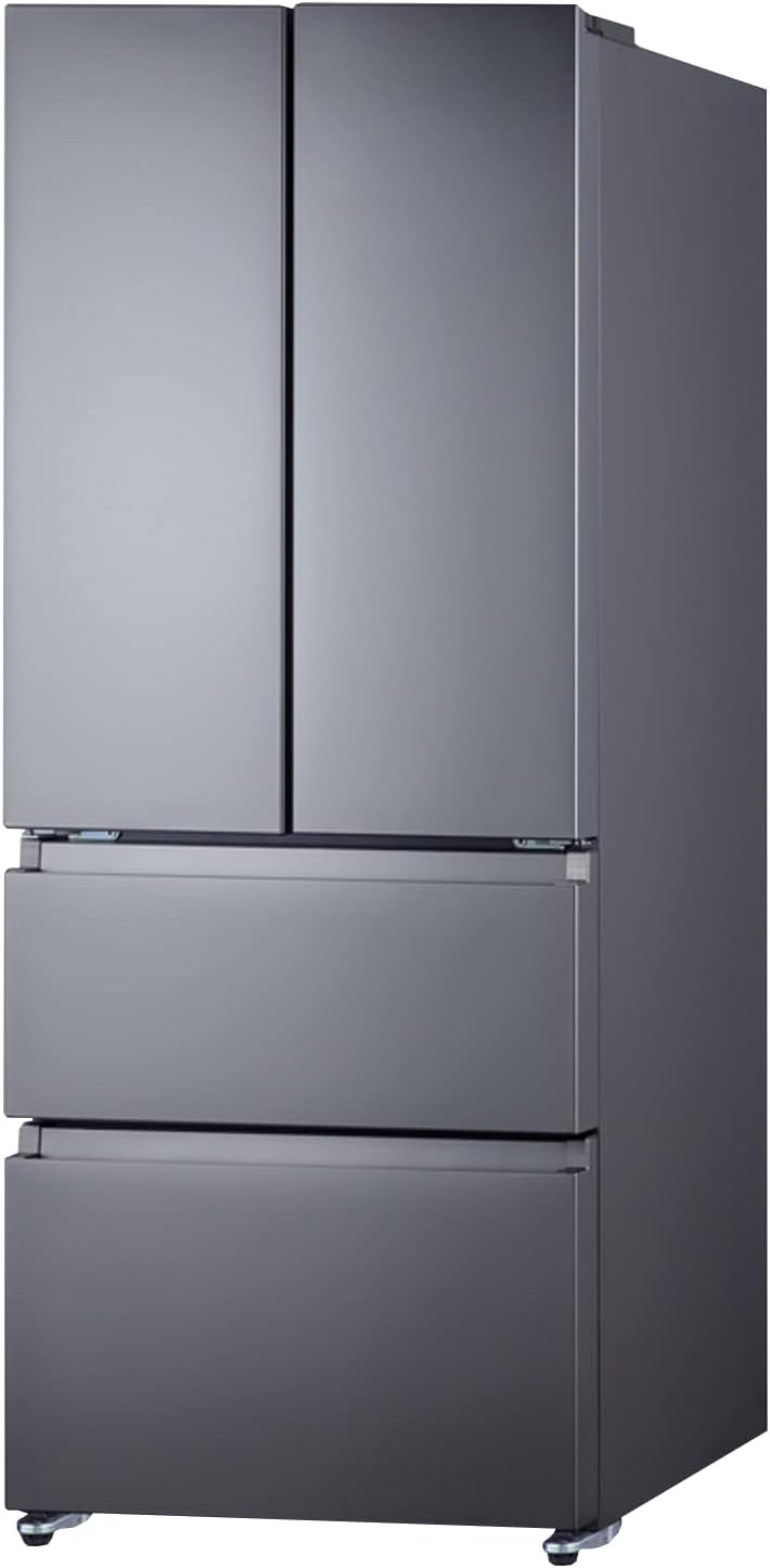 Summit Appliance FDRD152PL 27.5" Wide French Door Refrigerator-Freezer, Stainless Steel Look, Digital Controls, Interior LED Light, Open Door Alarm