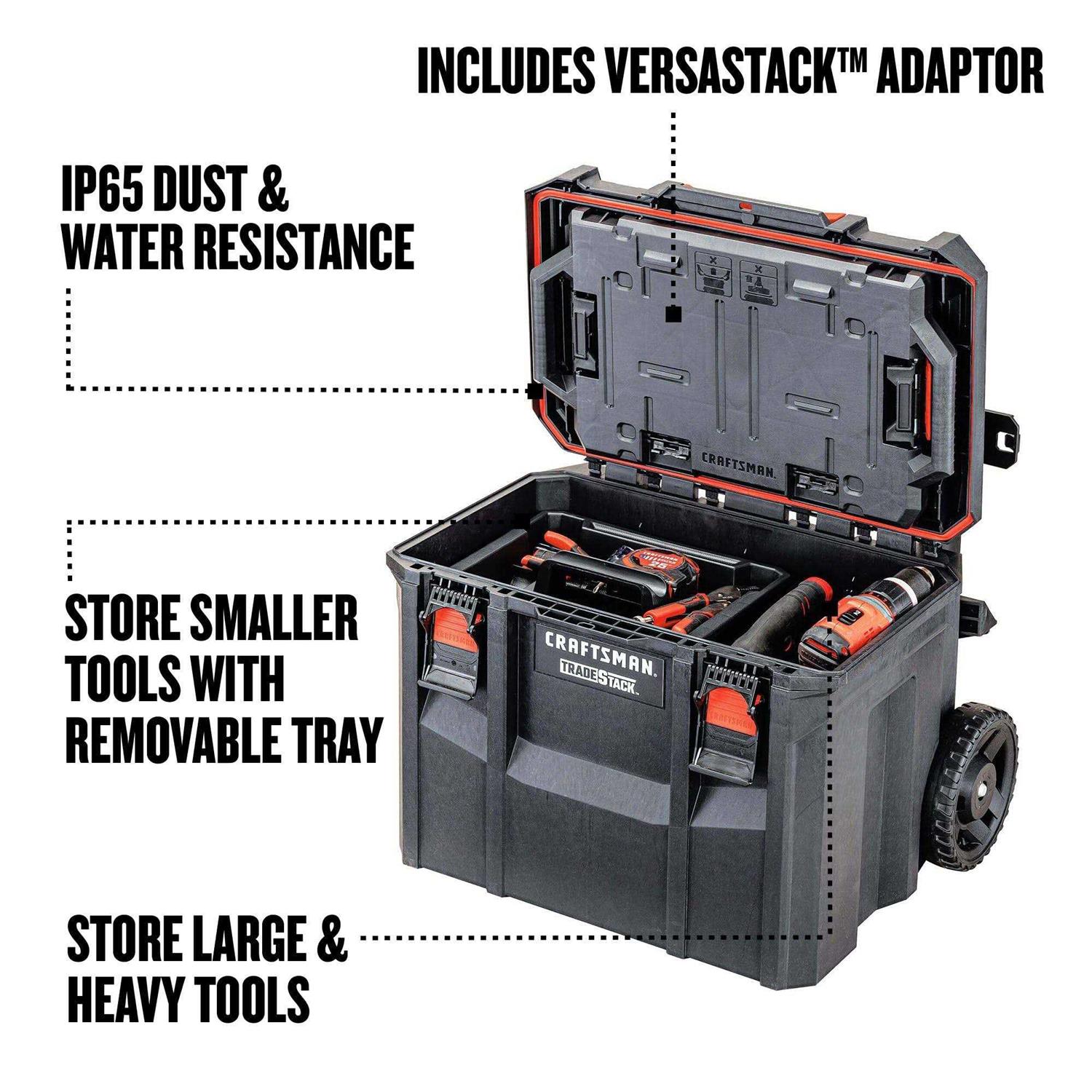 CRAFTSMAN TRADESTACK System 22.5-in Black Structural Foam Lockable Tool Box CMST21445