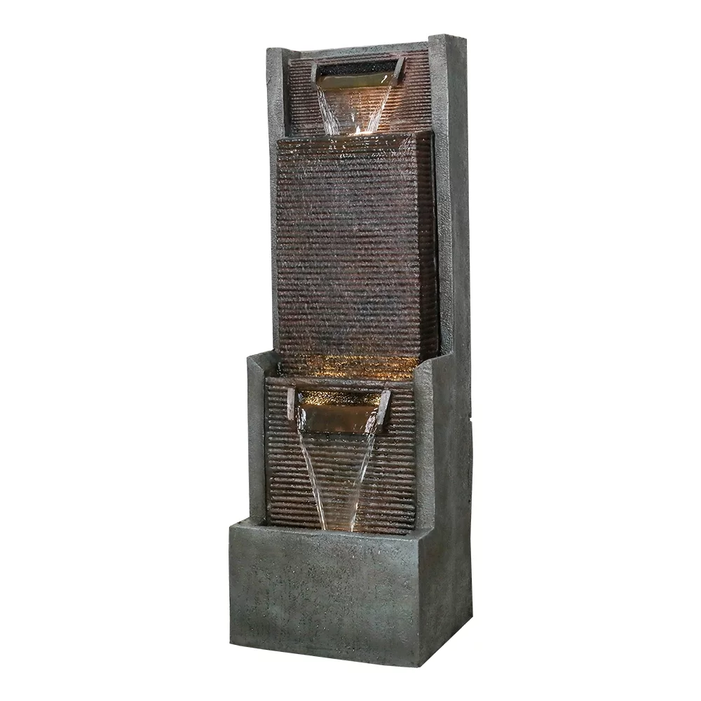 Willwolf Water Fountain Outdoor 39.3” H Fountain Modern Floor-Standing Waterfall Fountain with Led Lights Water Fountains Indoor for Office, House