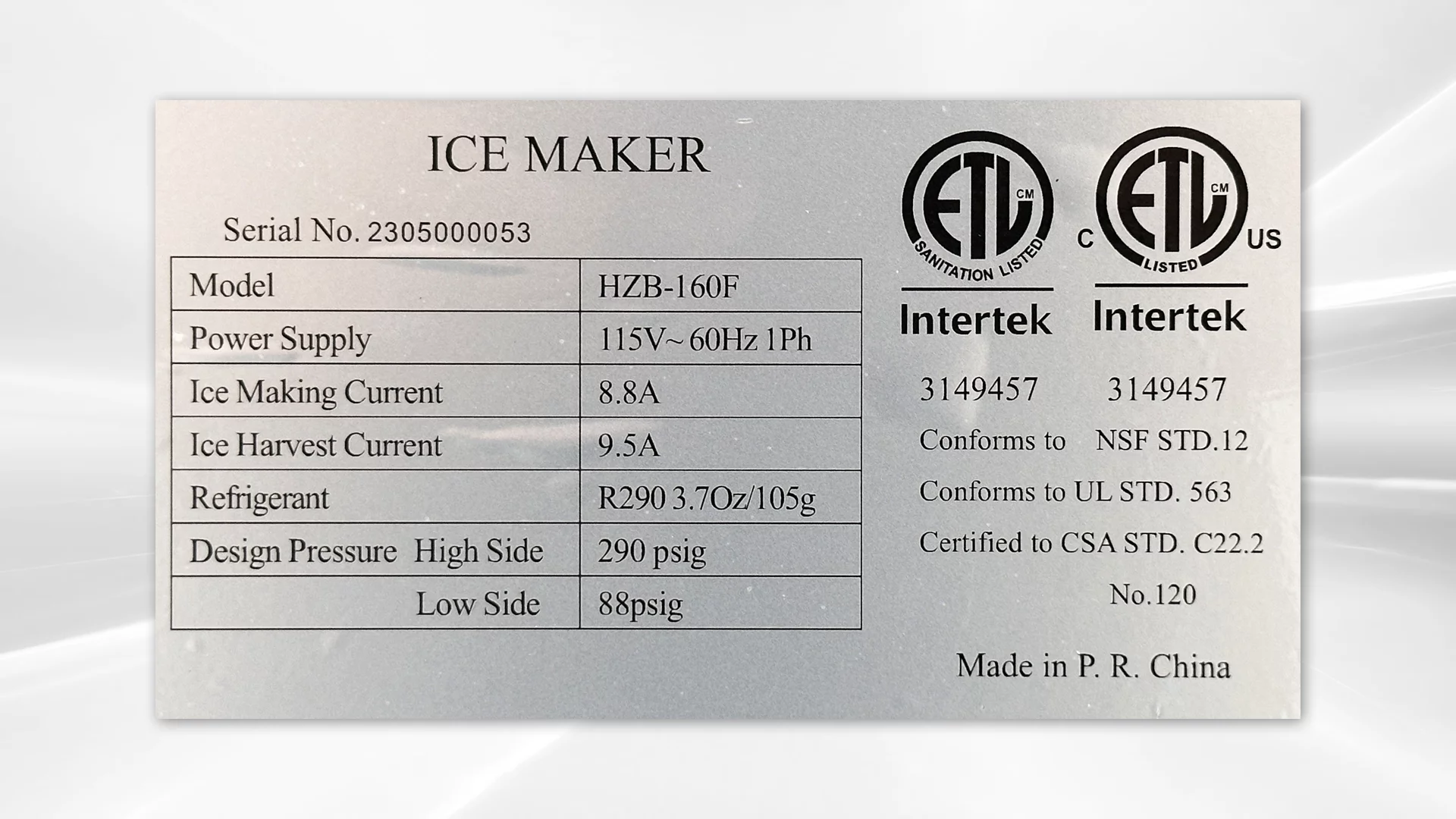 Cooler Depot 352 LBS HZB-160F ETL listed Commercial Ice Cube Maker Machine