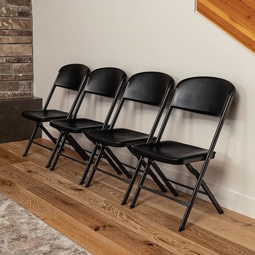 Lifetime Folding Chairs, Heavy Duty Foldable Chair Contoured for Comfort, 4-Pack