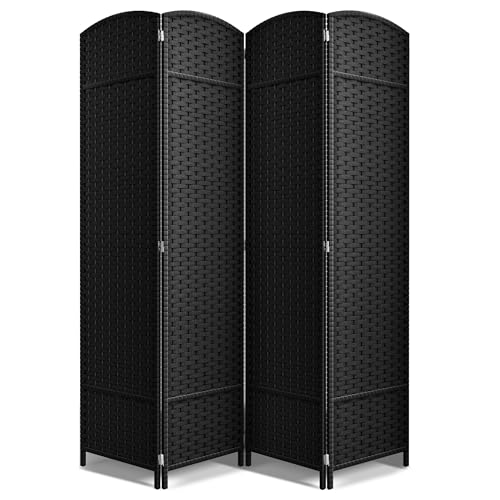 Sorbus 8-Panel Black Room Divider with Double Hinged Panels, 6 ft Tall Folding Privacy Screen