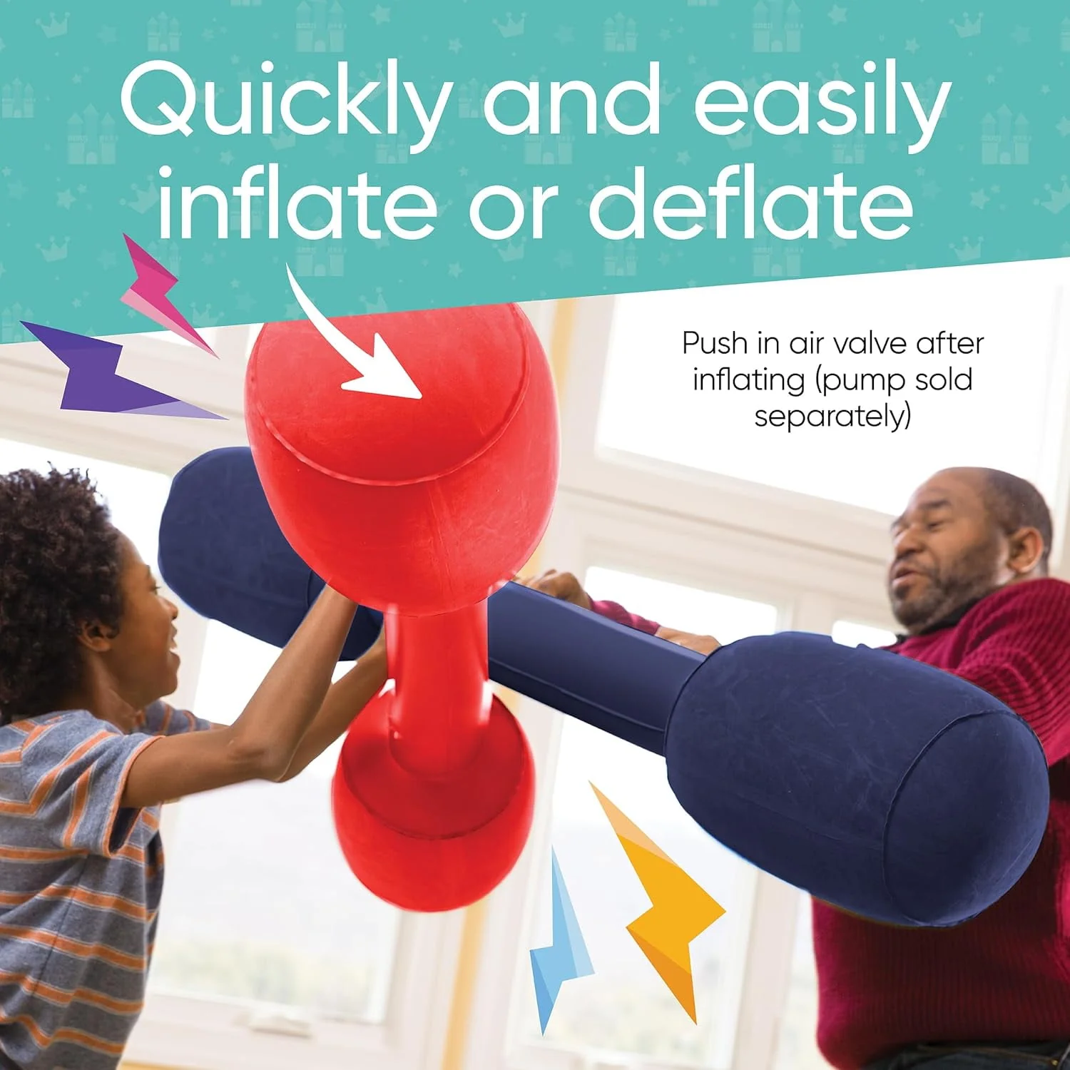 HearthSong Indoor Balance Jousting Set for Active Kids' Play, Includes 2 Inflatable Boppers and 2 Balance Boards